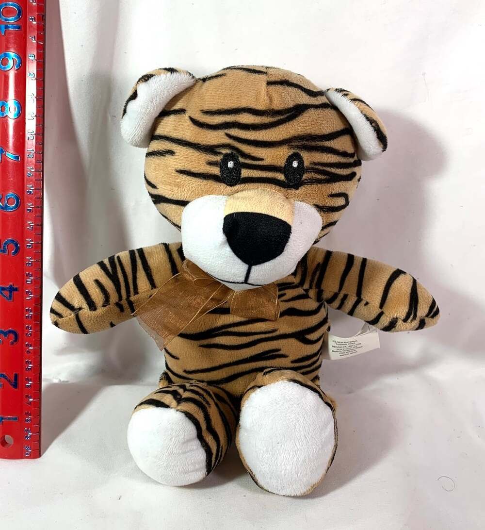 Nanco Tiger with sewn eyes and brown ribbon Plush